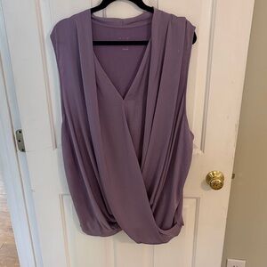 Sleeveless Drape Front V-Neck Top - Lavender